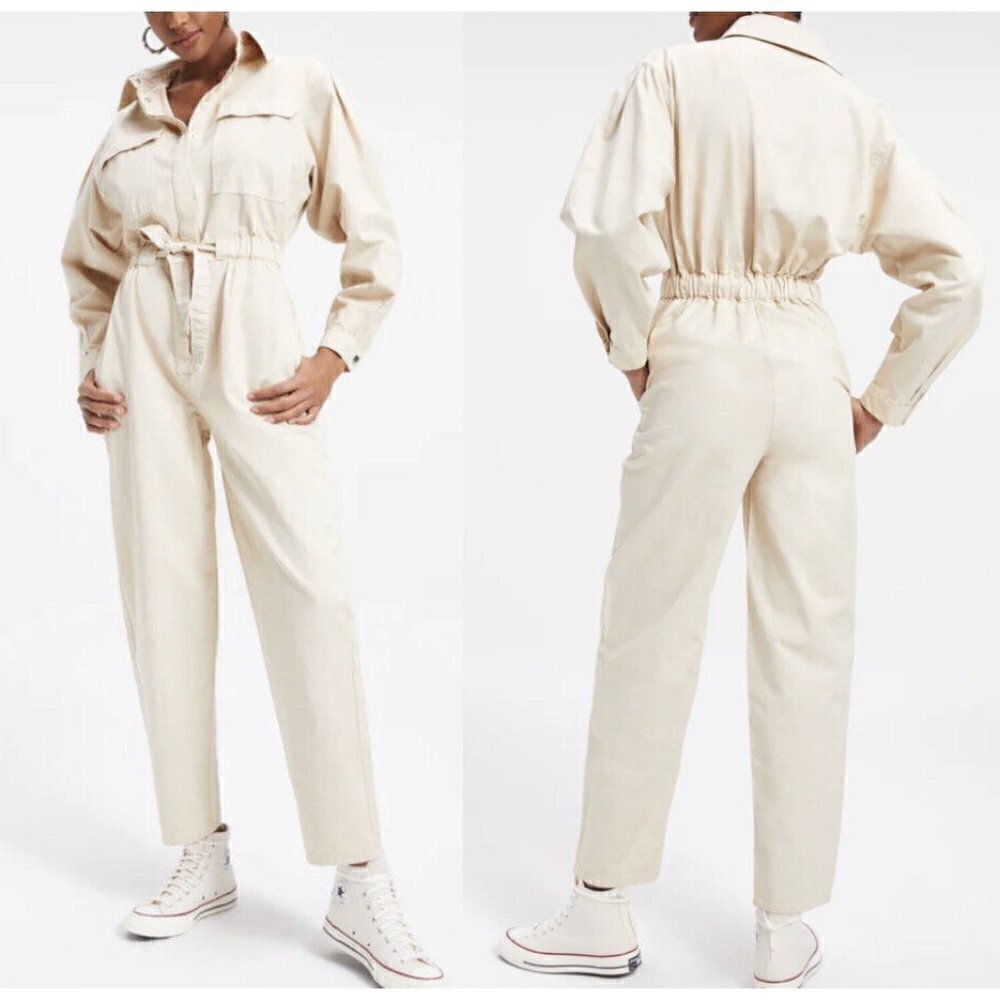 GOOD AMERICAN Cinched Jumpsuit in Tusk001 Size 1 (Small)